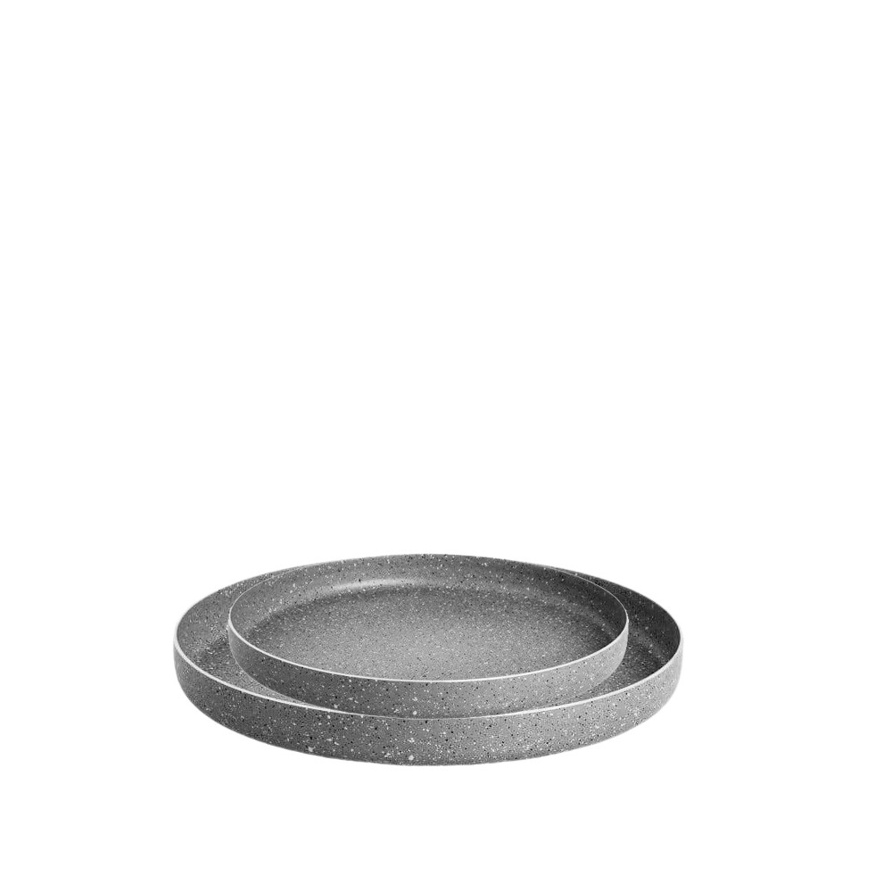 Lavina 2-Piece Round Italian Granite Pizza Tray Set