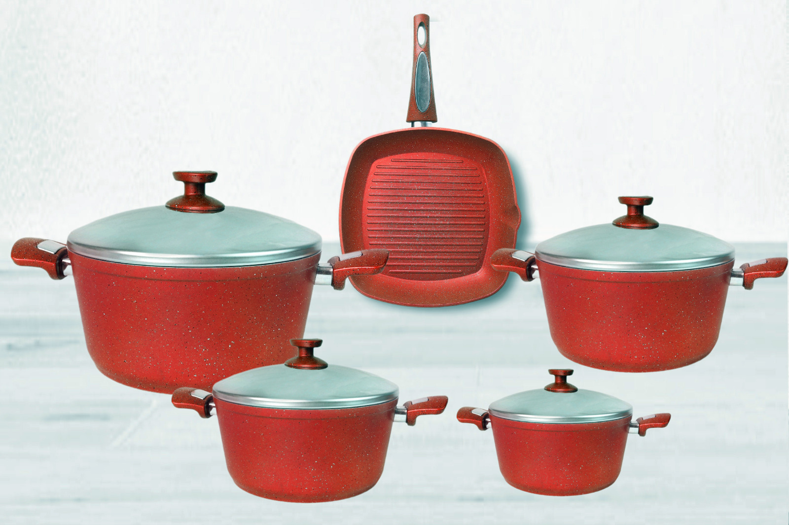 Lavina Opal 9-Piece Italian Granite Set (with Grill)