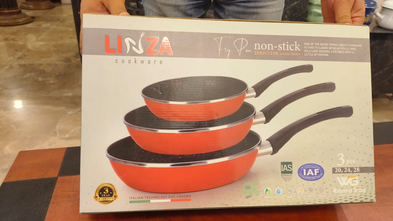 Linza Teflon/Enamel Non-Stick Fry Pan Set (3 Pieces)