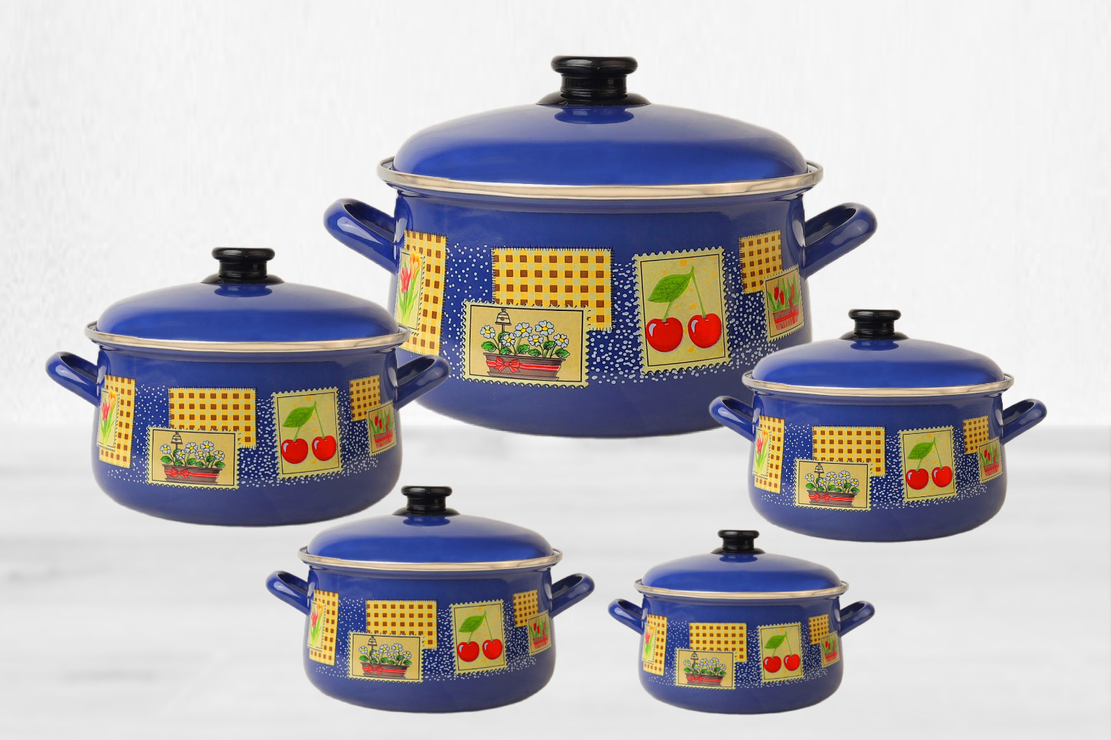 MINOVA "Heritage Tablo" Blue 10-Piece Enamel Cookware Set
