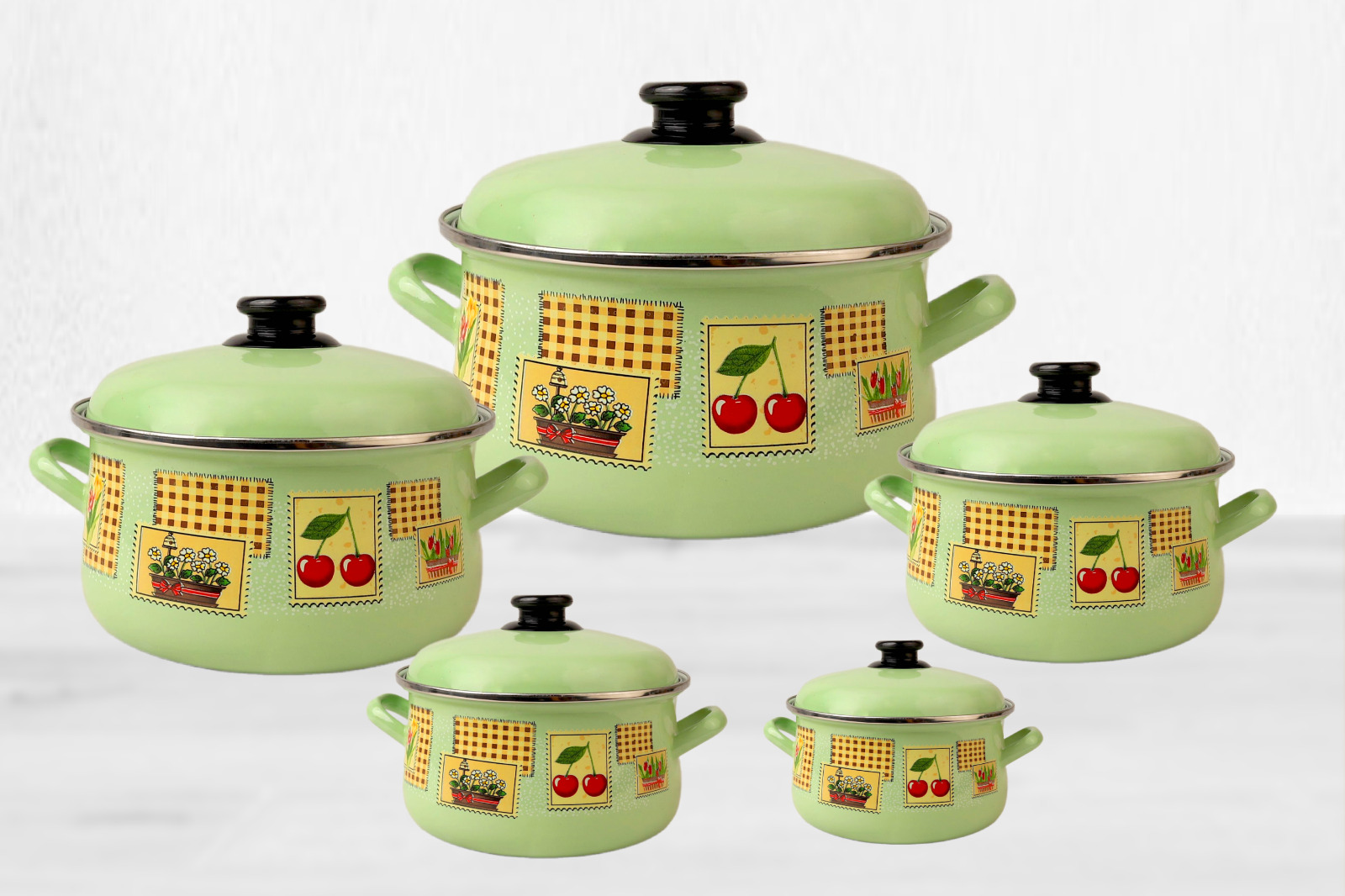 MINOVA "Heritage Tablo" Mint Green 10-Piece Enamel Set