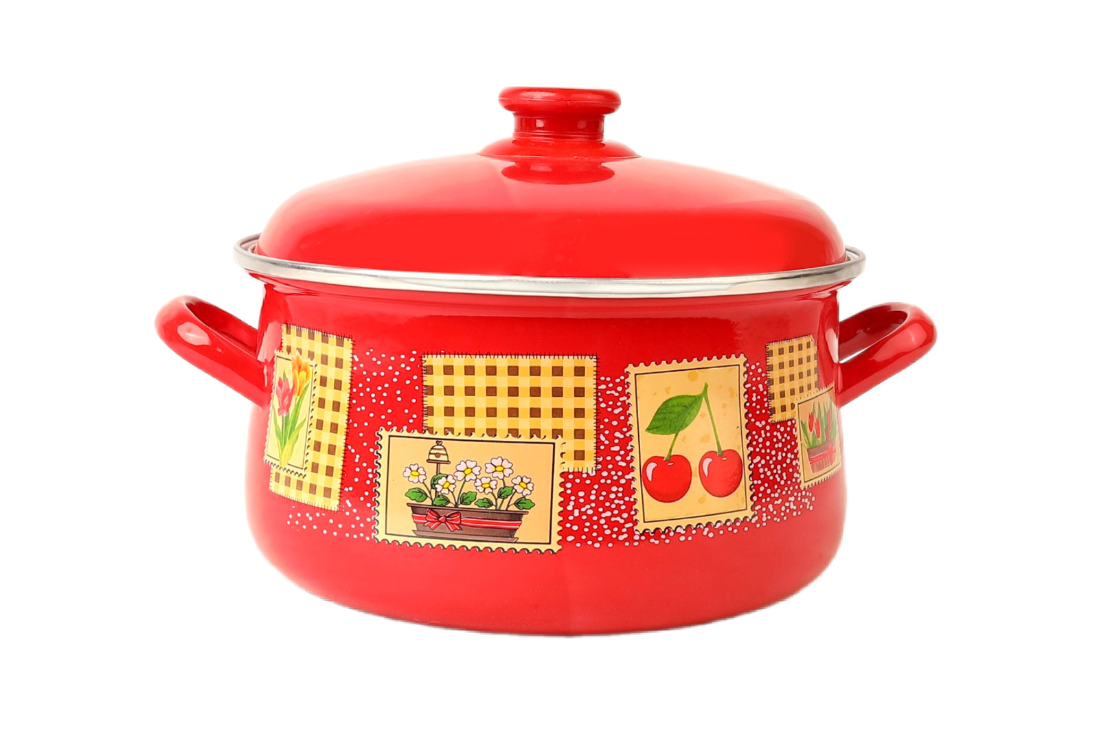 MINOVA "Heritage Tablo" Royal Red Enamel Pot (with Enamel Lid)