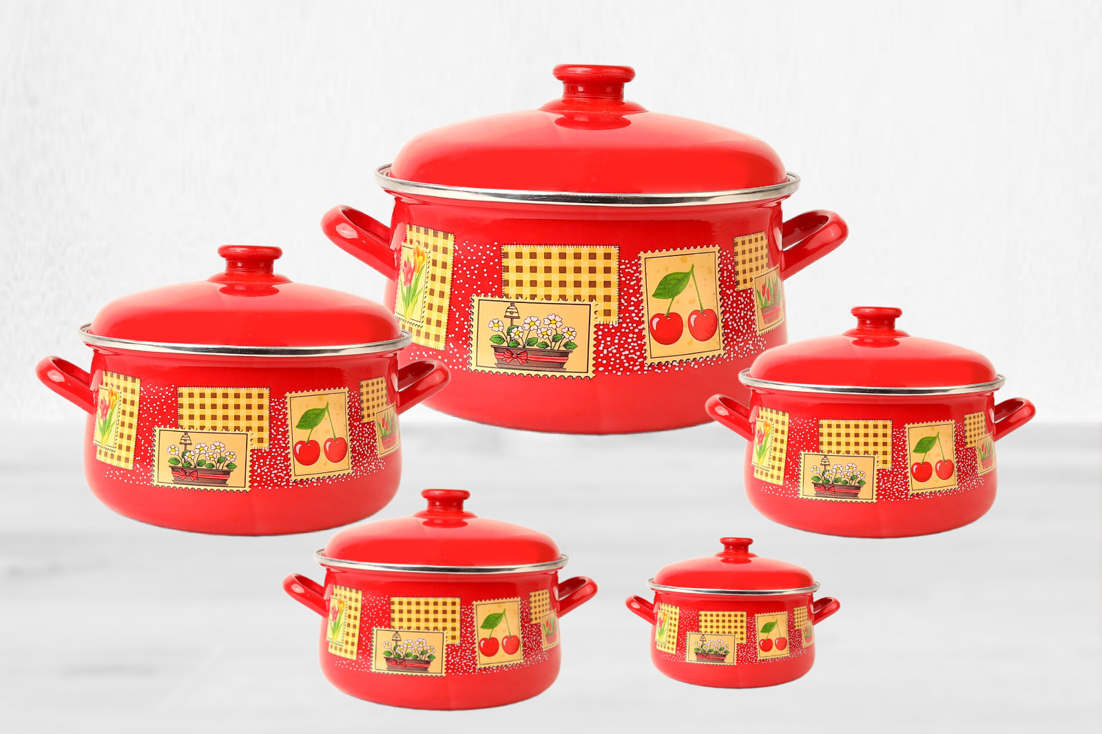 MINOVA "Heritage Tablo" Royal Red 10-Piece Enamel Set
