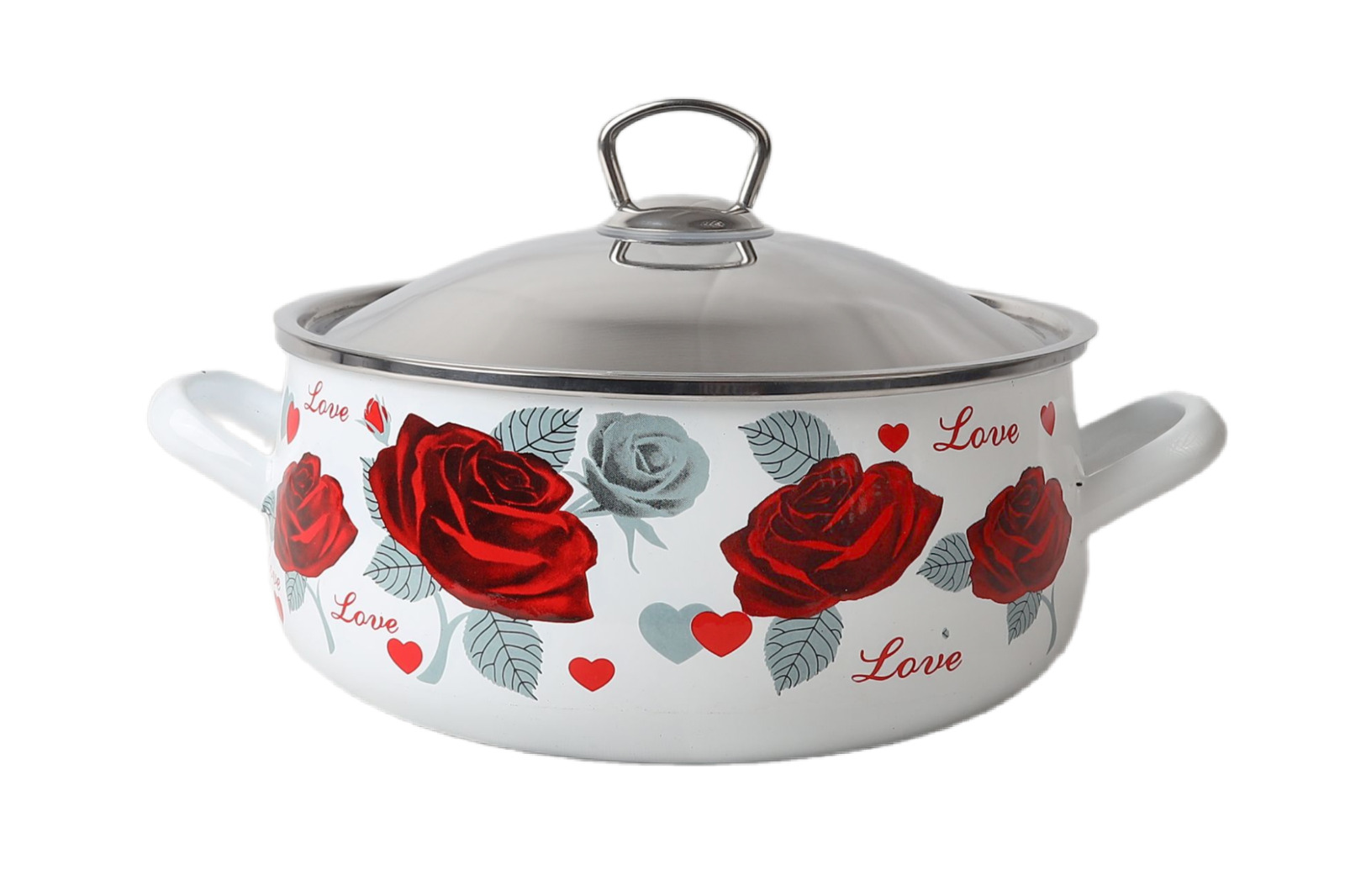 MINOVA "Roses of Love" Enamel Pot (with SS Lid)